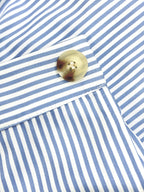 Elegant Fashion New Spring Summer Women'S Striped Back Elastic Button-A-Line Design Loose Casual Commuter All-Match High-Waist Skirt Pants - Blue