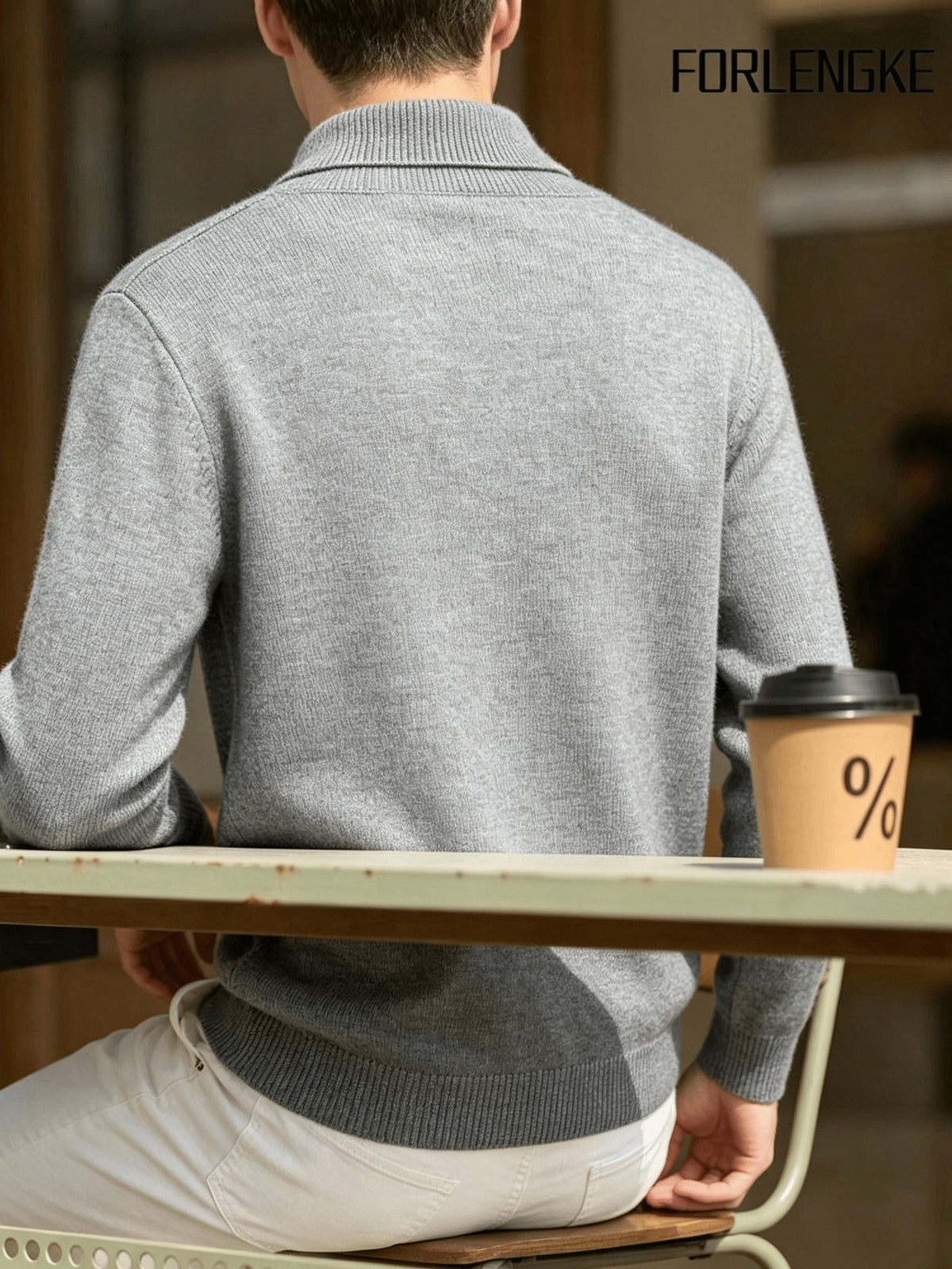FORLENGKE Autumn And Winter Men'S Stylish Crew-Neck Knit Sweater with Full Checkered Texture, Jacquard Long-Sleeve Sweater, Comfortable Knit Top for Autumn And Winter, Casual Outings, Shopping, And Party Atmosphere Men'S Pullover Knit - Grey