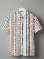 Men's Polo Shirt with Short Sleeves, Mesh Fabric, and Digital Print Design - Mixed colors
