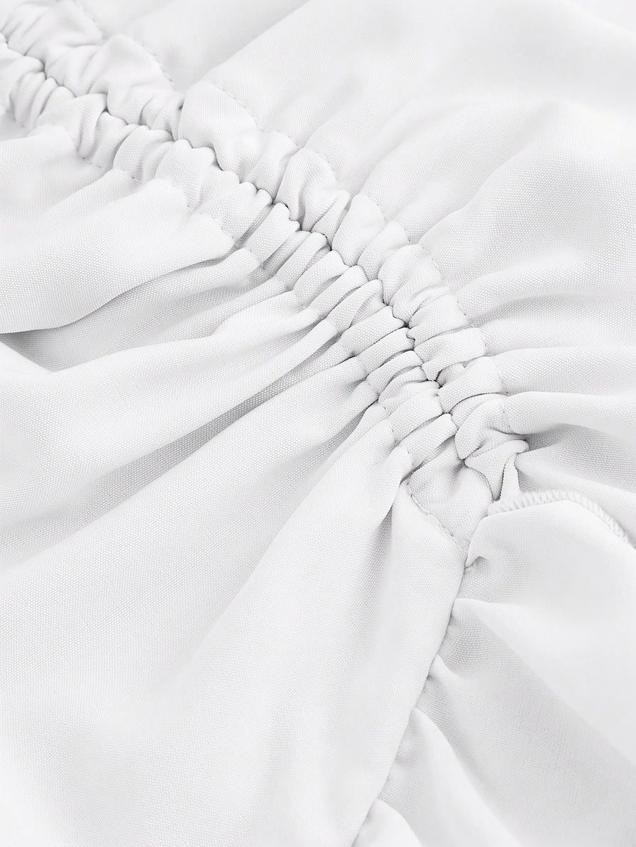 New Fashion Asymmetrical Pleated Hem Design Multi-layered Women's Skirt - White