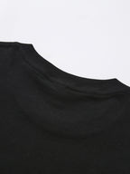 Men's Print Pure Cotton T-Shirt, Summer Fashion Vintage Trendy Casual Breathable Everyday Versatile Crew Neck Short Sleeve Top - Black