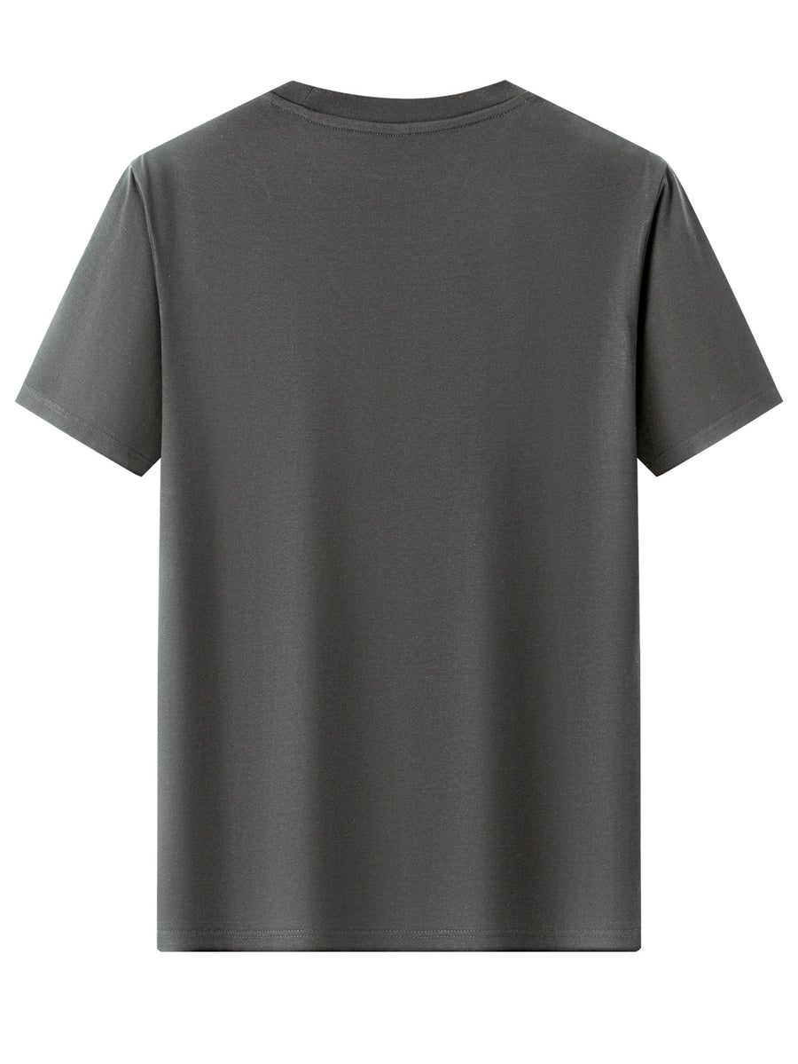 100% Men's T-Shirt, Summer Lightweight Breathable Sweat Absorbent for Outdoor and Home Wear - Dark Gray