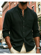 5pcs Men's  Long-Sleeve Shirts - Lightweight and Breathable Fabric with Pockets, Suitable for Summer Outdoor Walks and Vacation Wear, Ideal Gift, Casual Style, Durable Construction, Essential Travel Set - Black