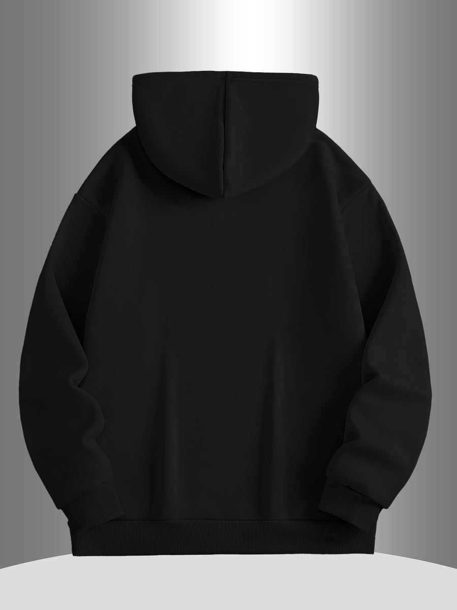 Men's -Lined Hooded Sweatshirt MILANO, Versatile for Autumn and Winter, Sporty, Casual, Comfortable Hooded Sweatshirt - Black