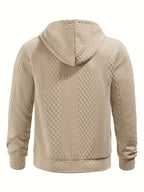 New Men'S Casual Fashion Athletic Cool Versatile Trendy Stylish 3D Jacquard Fabric Two-Button Hooded High Street Popular Sweatshirt - Khaki