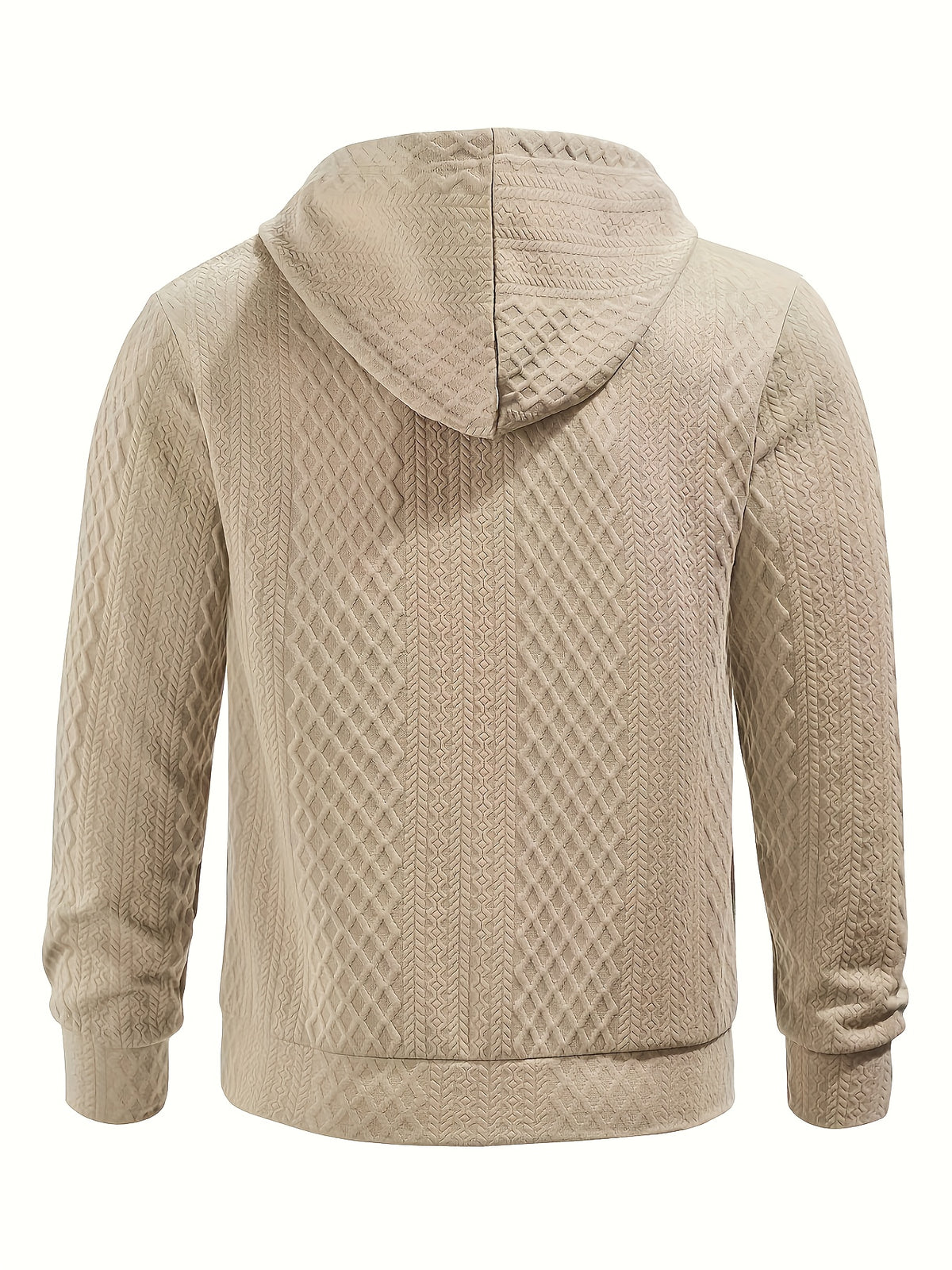 New Men'S Casual Fashion Athletic Cool Versatile Trendy Stylish 3D Jacquard Fabric Two-Button Hooded High Street Popular Sweatshirt - Khaki