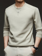 [Xingfan] 2026 Summer Men'S Long Sleeve T-Shirt Solid Round Neck Athletic Base Layer Sweatshirt - Apricot