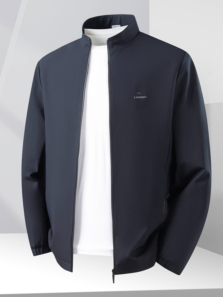 Spring Autumn Comfort Casual Coat, Minimal Solid Trendy Windproof Jacket Top for Men - Navy Color