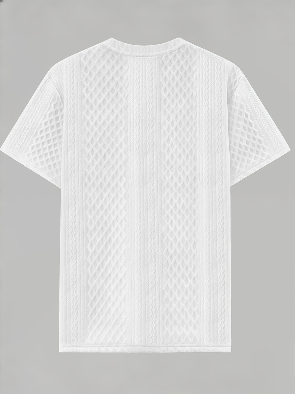 Men'S Round Neck Textured Fabric Short Sleeve T-Shirt, Suitable for Summer Casual Sports - White