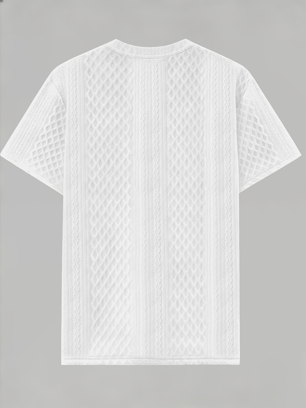 Men'S Round Neck Textured Fabric Short Sleeve T-Shirt, Suitable for Summer Casual Sports - White