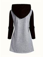 Women's Fashion Color Block Longline Top - Gray-black
