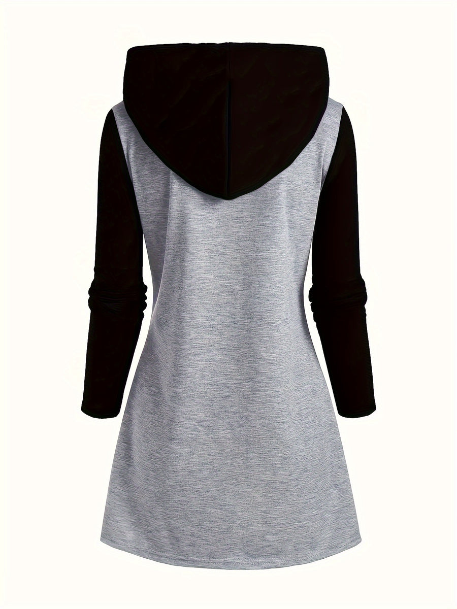 Women's Fashion Color Block Longline Top - Gray-black