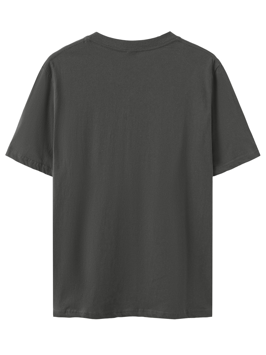 Men'S 100% Round Neck Short Sleeve T-Shirt with Turtle, Floral, And Wave Print, Comfortable, Soft, Breathable, Casual, Fashionable Summer Top - Dark Gray