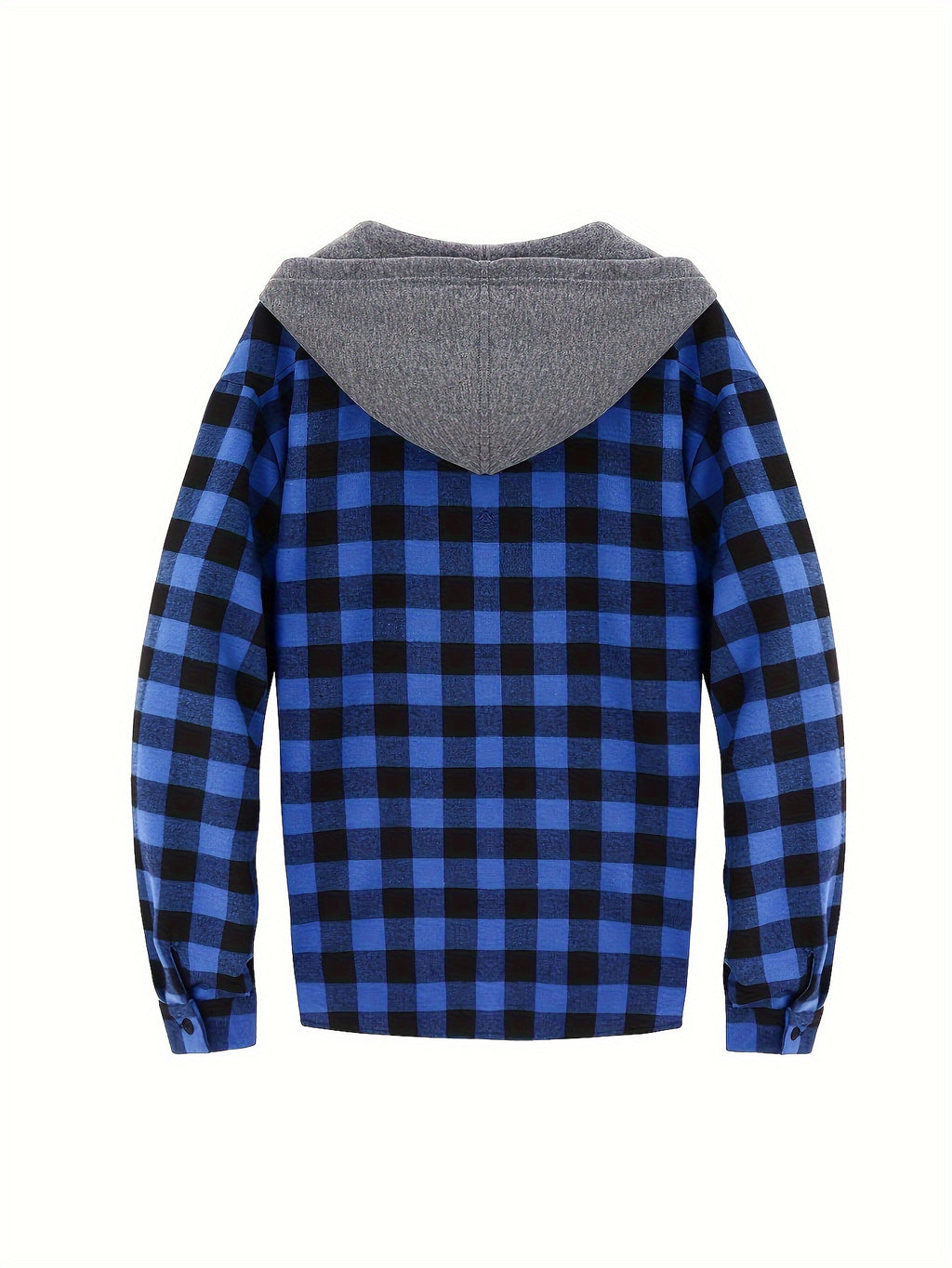 3pcs Men's New York Fashion Trendy Plaid Shirt Hooded Plaid Sweatshirt Flannel Hoodie - Red+blue+dark Gray