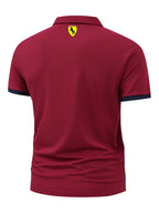 New Men's Fashion Street Sport Golf Short-Sleeve Polo Shirt, Lightweight Soft Fabric, Outdoor Casual Business Breathable Polo Shirt, Essential for Daily Leisure - Burgundy