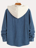 Color-Block Trendy Long Sleeve Hooded Jacket - Peacock Blue