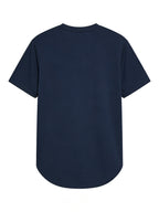Men'S Longline T-Shirt with Trendy Street Style, Soft And Breathable, 100% Polyester, Bold Colorful Printed Design, Crew Neck, Short-Sleeve Summer Shirt, T-Shirt - Navy Color
