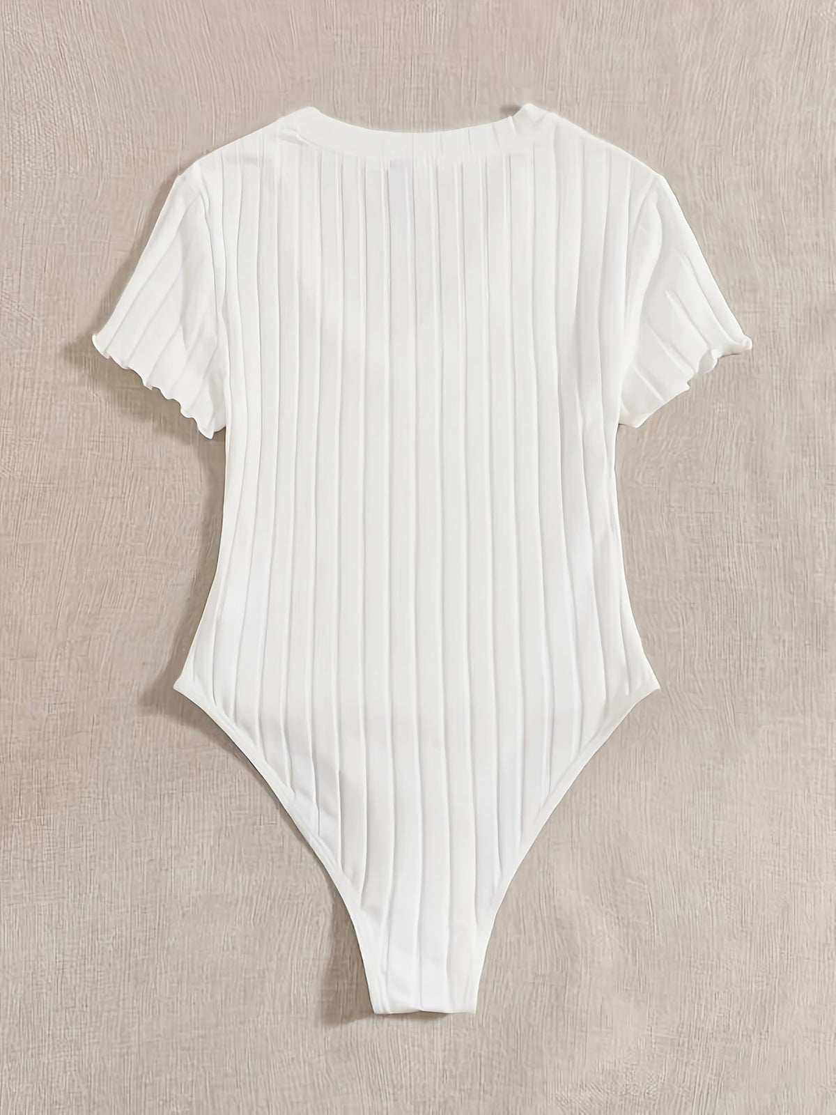 Lettuce Border Ribbed Bodycon Dress - White