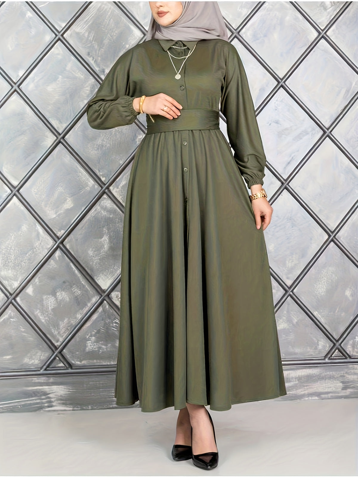 Women's Elegant Djellaba Dress Suitable for Formal Occasions and Casual Women's Clothing - Green
