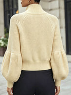 New Autumn/Winter 2026 Commuter Style Stand Collar Zipper Short Cardigan - Yellow