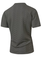 Summer Men'S Jacquard Brocade Short Sleeve T-Shirt, Solid Color Round Neck with Pocket, Loose Fit Casual Versatile Plain T-Shirt - Grey
