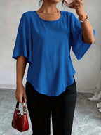 Women's Versatile Solid Color Shirt for Daily Commuting - Blue