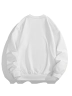 Men'S Crew Neck Sweatshirt, Spring And Autumn Printed Pullover Top, Youth Loose Casual Versatile Long Sleeve Base Shirt - White