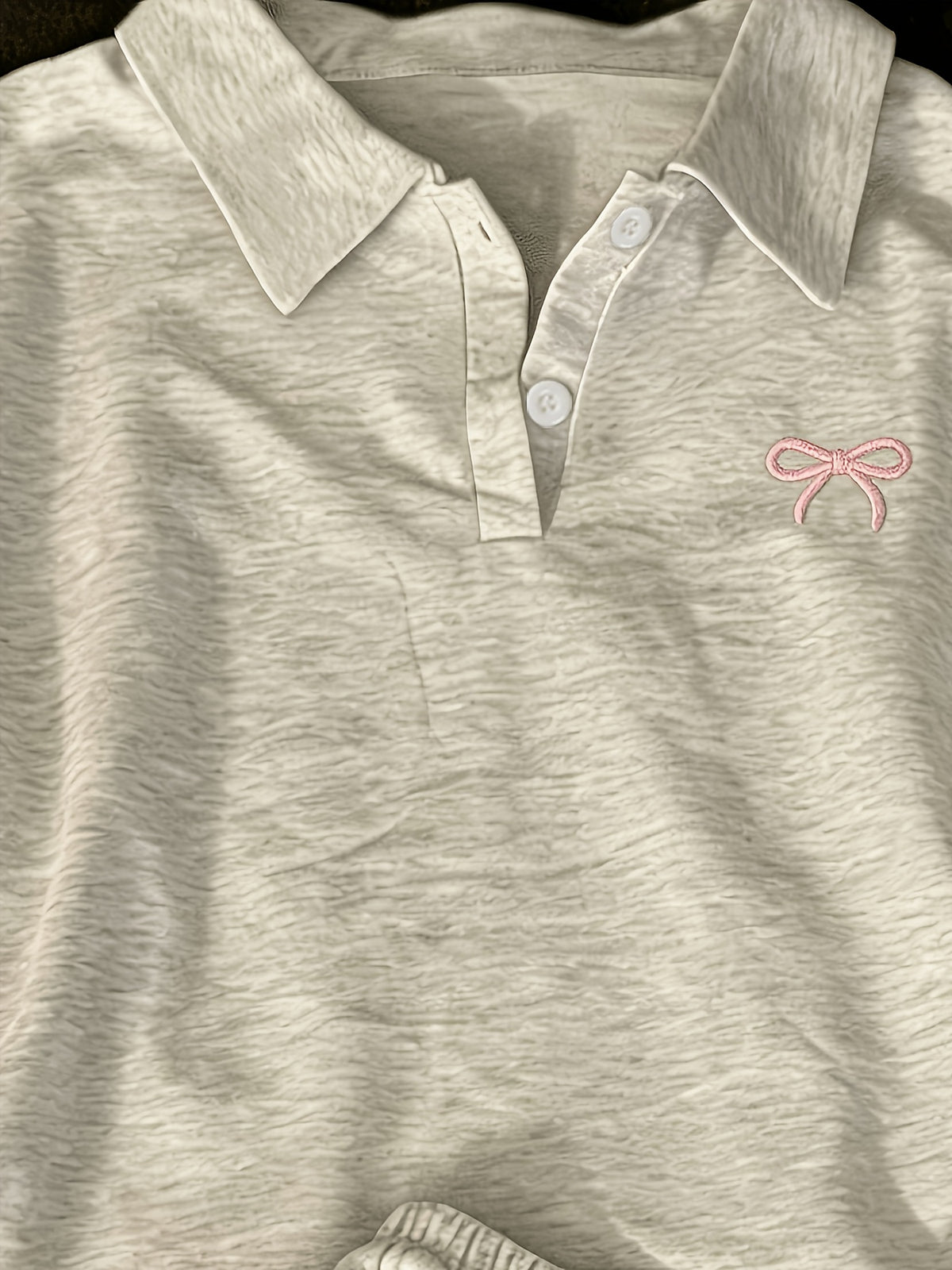 Women'S Easy Spring Summer Casual Set, Embroidered Pattern - Light Grey