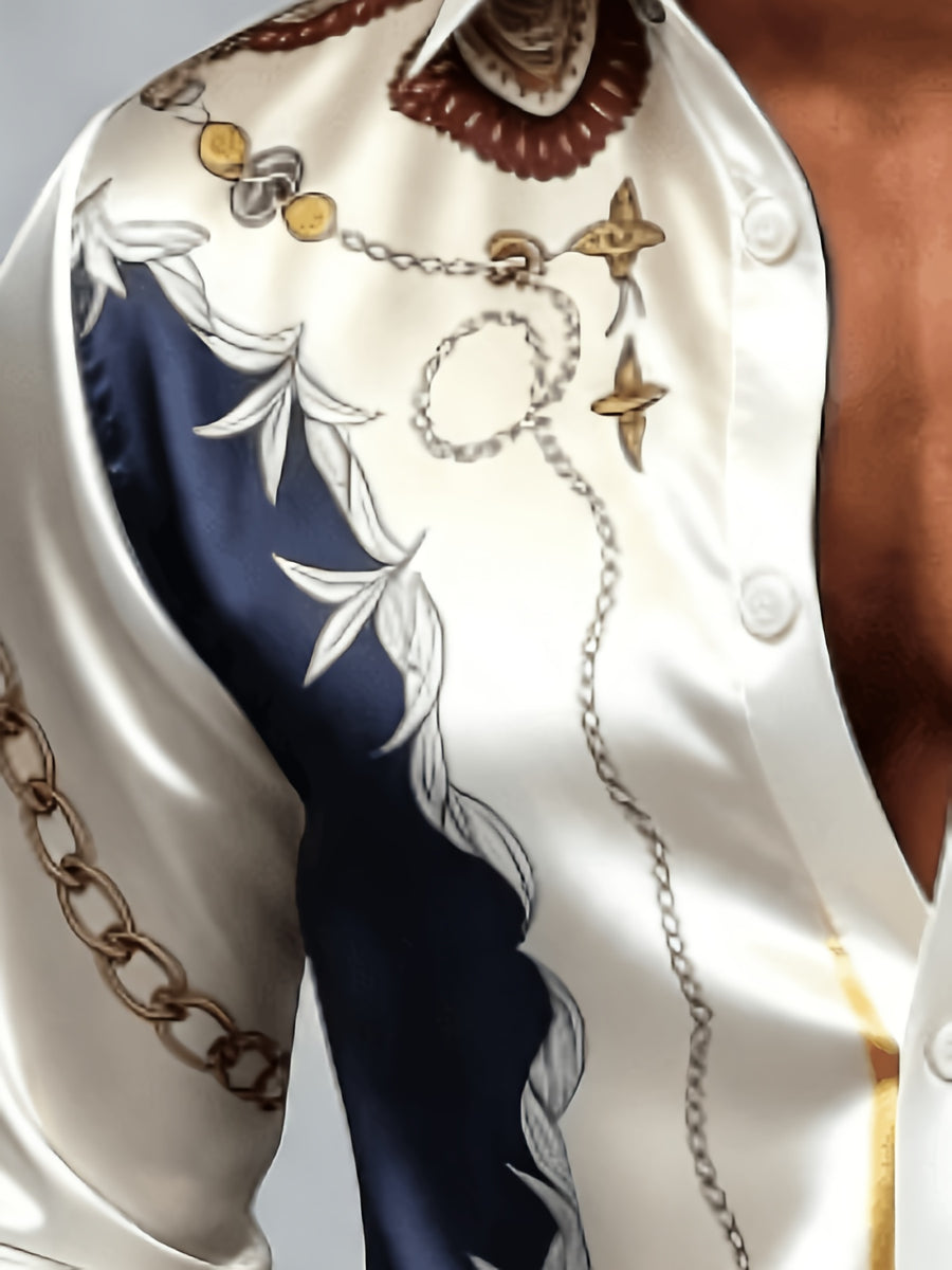 Elegant Formal Men'S Attire, Featuring a Luxurious Shirt And Retro Paisley Pattern Design, Making It a Statement of Fashion, Casual, All Season, Breathable, Button, Regular Fit, Lapel, Short Sleeve, Multicolor - Mixed colors