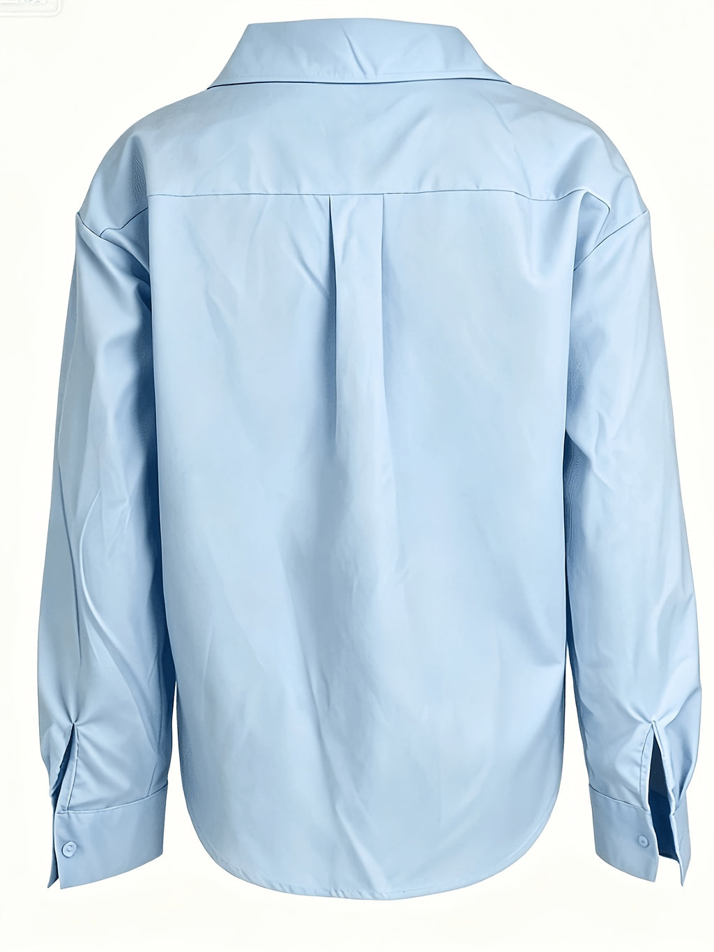 2026 Spring New Arrival Women's Large Button Shirt, Loose Fit Silhouette, Conceals Figure and, French-Style Commuter Elegance Long Sleeve Blouse, Versatile Designer Top - Light Blue