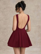 Slim-fit A-line Burgundy Dress, Women's Date Night Evening Gown, Bridesmaid Mini Dress, Elegant Little Dress, Spring/summer, Business Casual Women's, Carnival Party Dress - Burgundy