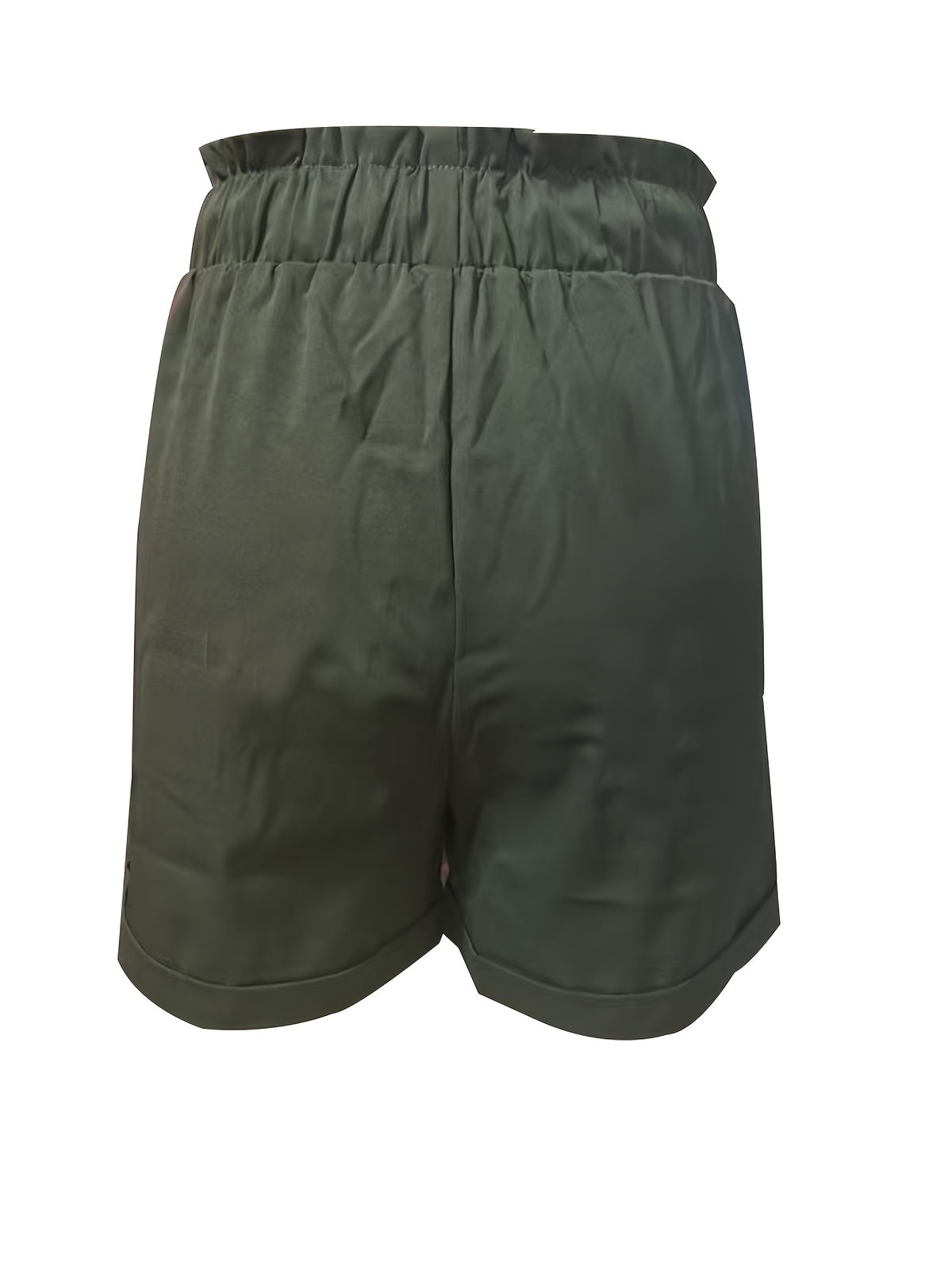 Cool-Feeling Rolled-Edge Metal Pendant Cargo-Style Women'S Shorts - Olive Green