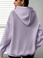 ETHIOPIA Lettering And Ethiopian Flag Pattern Autumn Winter Fashion Fleece Hooded Sweatshirt Women'S Printed Casual Elegant Women'S Clothing Cute Top - Purple
