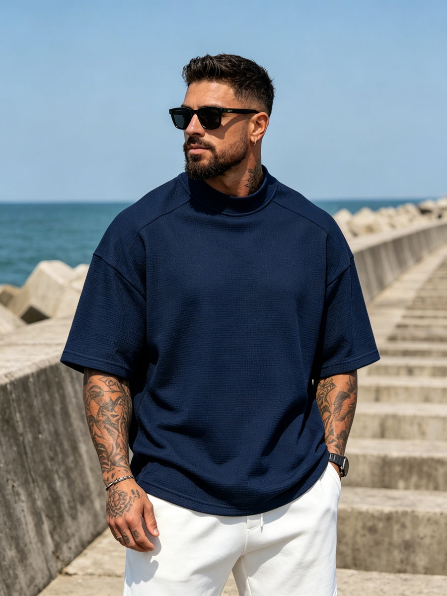 2pcs Set of Fashion Athletic Men'S Short Sleeve Shirts for Spring Summer And Summer, New Outdoor Casual Comfortable Cool Moisture-Wicking Trendy Versatile Easy Texture - Mixed Color 8