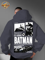 Warner Bros. Authorized American Dark Superhero Retro Batman Comic Poster Print Hooded Sweatshirt, with Adjustable Drawstring, Comfortable And Warm, Fashionable And Versatile Men'S Casual Sweatshirt, Suitable for Autumn And Winter Wear - Dark Gray