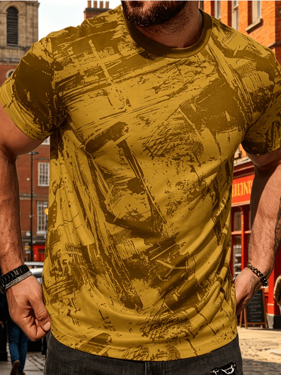 Men's Size-Coded Summer T-Shirts with Printed Design(Non-Textured), Ideal for Seaside Outdoor Sports Outfits - Style 13