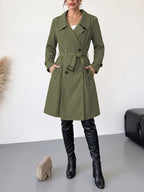Women's Jacket with Elasticized Waist, Elasticized Cuffs, and Buttons - Green