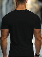 Men'S Summer Printed Pattern Round Neck Short Sleeve T-Shirt - Suitable for Outdoor Leisure Sports, Fun Pattern Tee - Black
