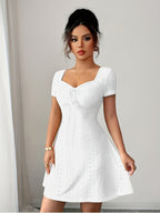Women'S Summer Jacquard Sexy Slim Fit Mini Dress - White