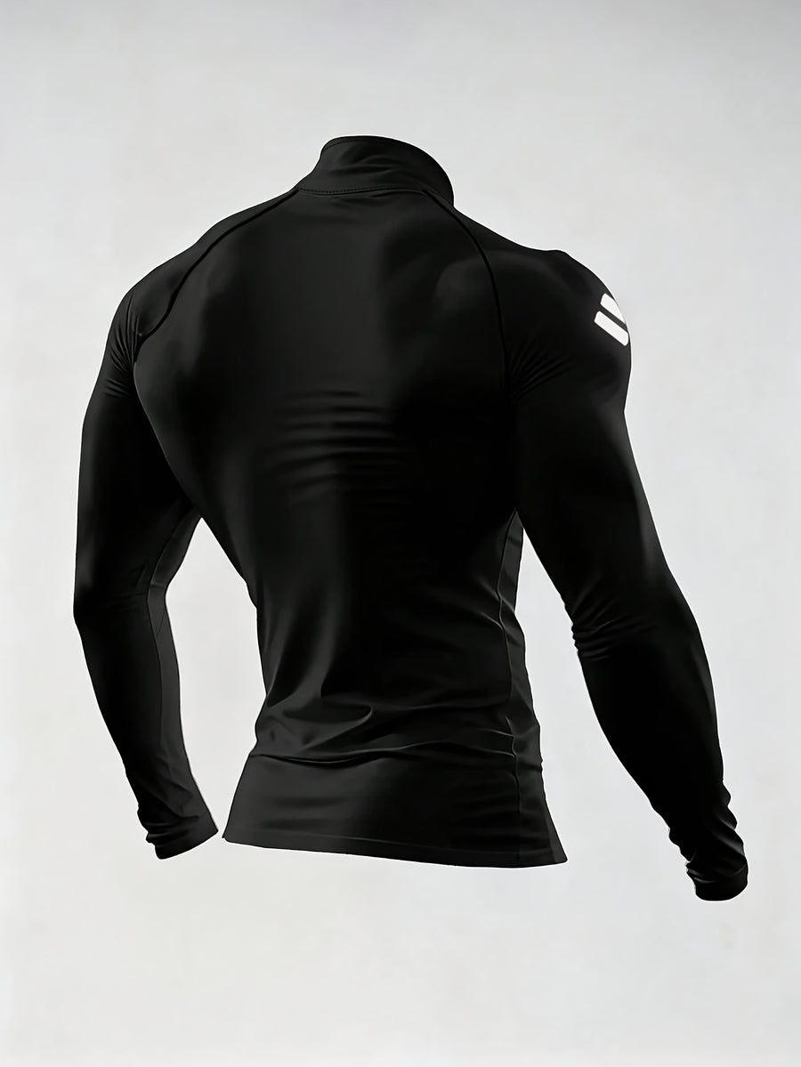 1pc Men'S Athletic Jacket, Versatile Stand Collar, Full-Zip Design, Quick-Dry Fabric, Fitness Training, Basketball, Running, Outdoor Travel, Casual Wear, Men'S Sports Coat, Men'S Fitness Jacket - Black