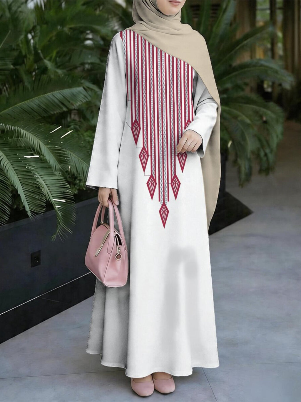 New Middle Eastern Style Muslim Elegant Robe, Featuring Middle Eastern Ethnic Print And Long Dress Design, Suitable for Eid Al-Fitr And Eid Al-Adha, This Loose, Comfortable, And Breathable Long Sleeve Dress Is Perfect for Commuting And Vacation - Mixed colors
