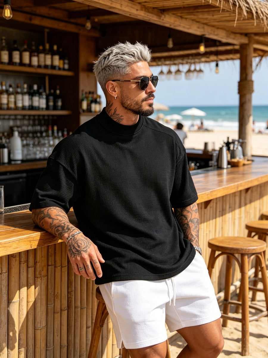 2pcs Set, New Men'S Fashion Sport Short Sleeve Casual Comfortable Lightweight Skin-Friendly Trendy All-Match Refreshing Durable - Mixed Colors 1