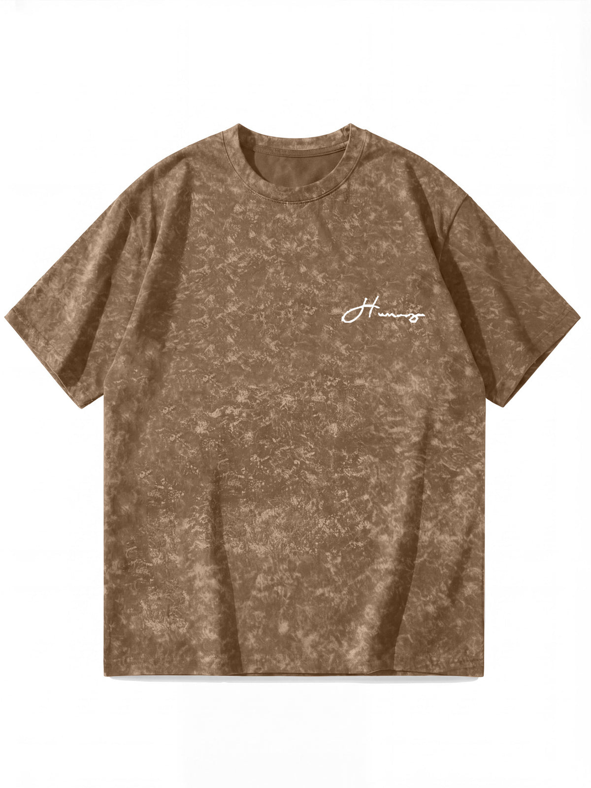 Minimalist Letter Pattern Short Sleeve, Outdoor Street Style Men'S Distressed T-Shirt - Coffee Color