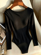 Women's Elegant Fitted V-Neck Ribbed Top with Golden Button Accents - Black