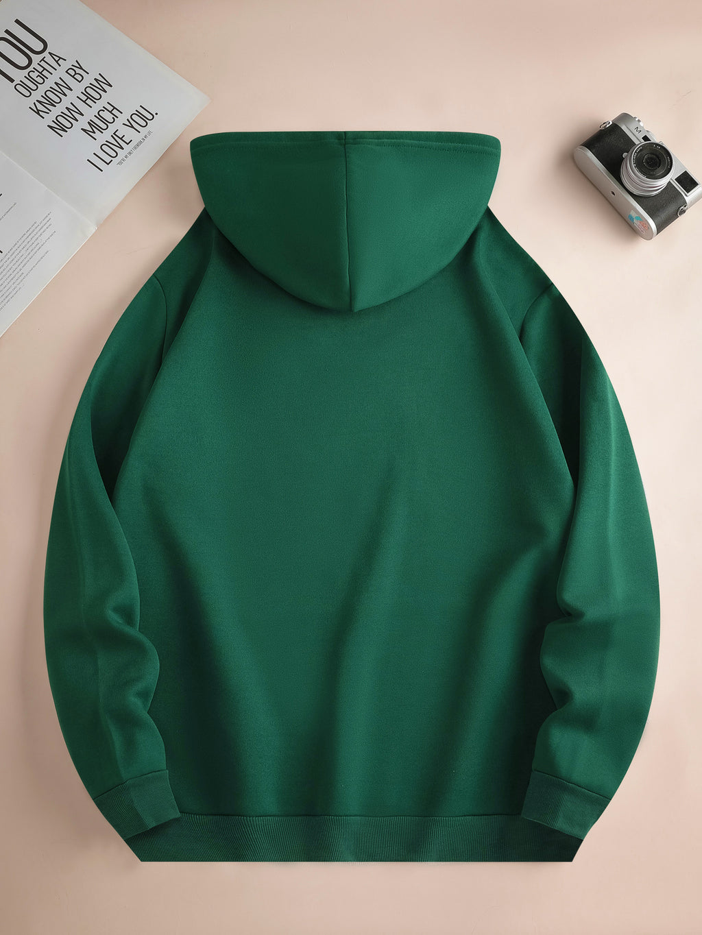 Men'S Fashion Hoodie, Loose Fit Casual Top, Print with "Astronaut" Lettering Print Pattern, Long-Sleeved Sweatshirt with Kangaroo Pocket, Casual Polyester Knit Fabric, Machine Washable Suitable for Outdoor Leisure Wear - Dark Green