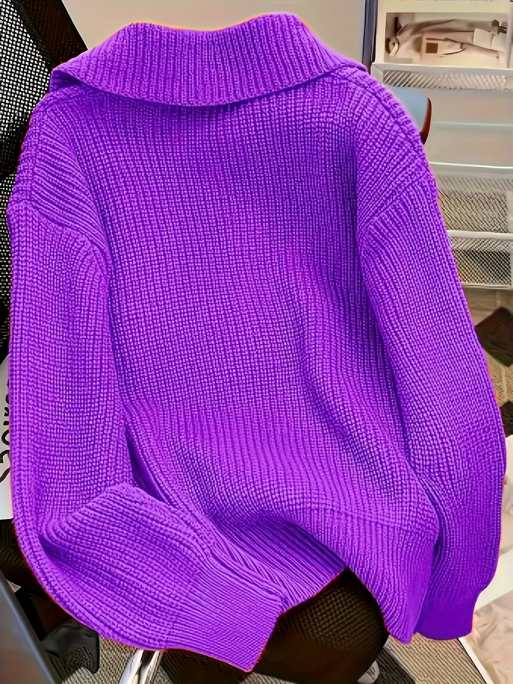 Solid Color Button-Front Cardigan, Korean Style Short Outerwear, Elegant for Vacation, Daily Commute - Purple