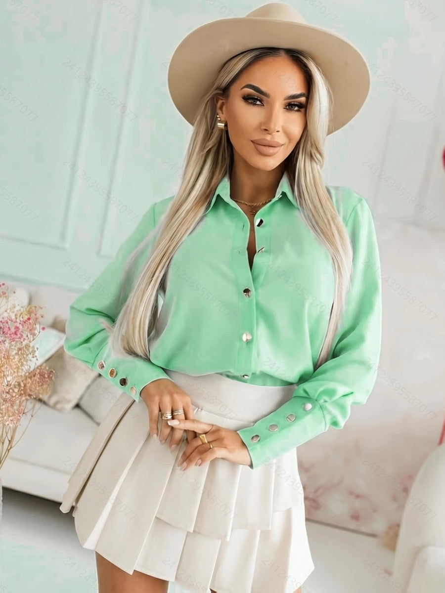 Women'S Solid Color Elegant Blouse - Viridity