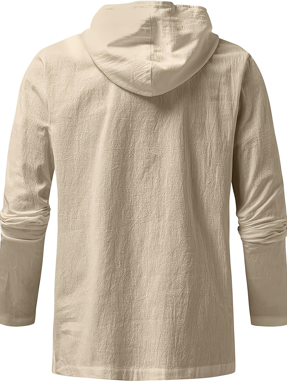 Men's Casual Sports Long Sleeved Hooded Sweatshirt, Drawstring, Solid Color Clothing, Suitable for Daily Use, Casual Exercise Use - Khaki