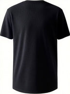 2026 Latest Casual T-Shirt for Men, Featuring a Easy Geometric Pattern And Short Sleeves. It Is Comfortable And Versatile to Wear, with a Design That Combines Vertical Stripes And Triangular Elements - Black