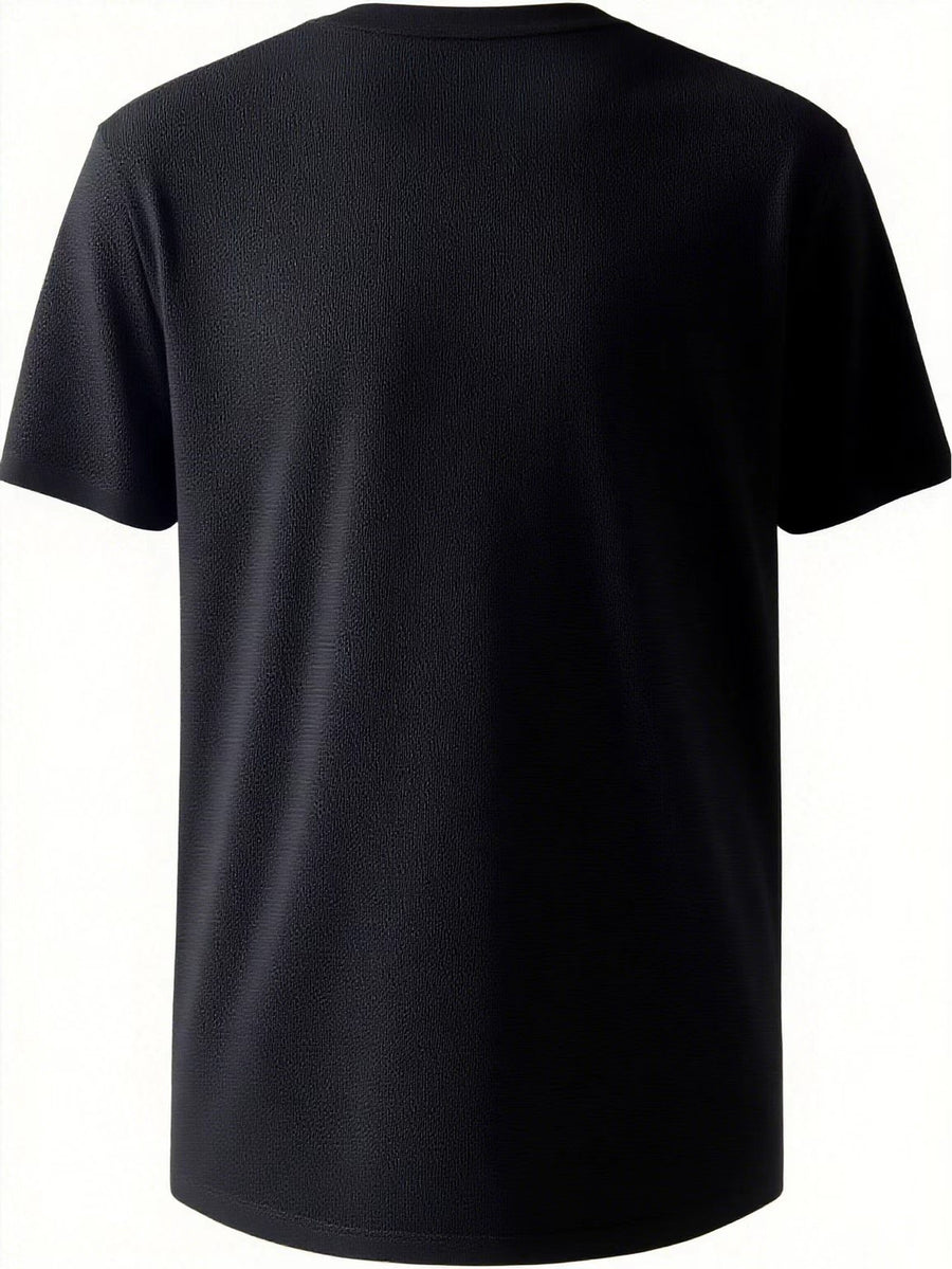 2026 Latest Casual T-Shirt for Men, Featuring a Easy Geometric Pattern And Short Sleeves. It Is Comfortable And Versatile to Wear, with a Design That Combines Vertical Stripes And Triangular Elements - Black